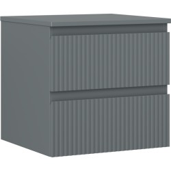 MEXEN/S - Rivel kúpeľňová skrinka pod umývadlo 50 cm s doskou, 2 zásuvky, reliéf, grafit mat (91A20-05047-2-BFFC66)
