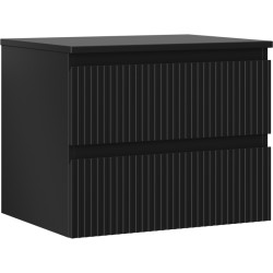 MEXEN/S - Rivel kúpeľňová skrinka pod umývadlo 60 cm s doskou, 2 zásuvky, reliéf, čierna mat (91A20-06047-2-BFFC71)