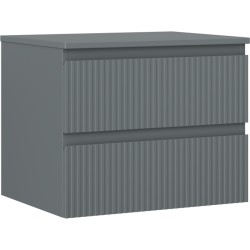 MEXEN/S - Rivel kúpeľňová skrinka pod umývadlo 60 cm s doskou, 2 zásuvky, reliéf, grafit mat (91A20-06047-2-BFFC66)