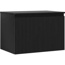 MEXEN/S - Rivel kúpeľňová skrinka pod umývadlo 70 cm s doskou, 1 šuplík, reliéf, čierna mat (91A20-07047-1-BFC71)