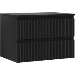 MEXEN/S - Rivel kúpeľňová skrinka pod umývadlo 70 cm s doskou, 2 zásuvky, reliéf, čierna mat (91A20-07047-2-BFFC71)