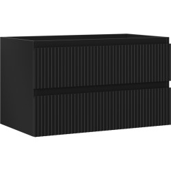 MEXEN/S - Rivel kúpeľňová skrinka pod umývadlo 80, 2 zásuvky, reliéf, čierna mat (91A20-08047-2-BFF71)