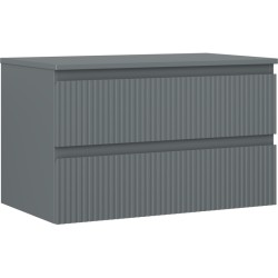 MEXEN/S - Rivel kúpeľňová skrinka pod umývadlo 80 cm s doskou, 2 zásuvky, reliéf, grafit mat (91A20-08047-2-BFFC66)