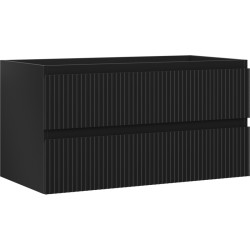 MEXEN/S - Rivel kúpeľňová skrinka pod umývadlo 90, 2 zásuvky, reliéf, čierna mat (91A20-09047-2-BFF71)