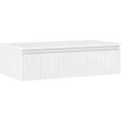 MEXEN/S - Rivel kúpeľňová skrinka pod umývadlo 90 cm s doskou, 1 šuplík, reliéf, biela mat (91A20-09023-1-BFC01)