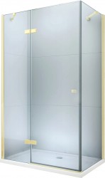 MEXEN/S - Roma sprchovací kút 80x80, kyvný, číre sklo, zlatý + vanička (854-080-080-50-00-4010)