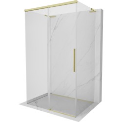 MEXEN/S - Rox-3S L sprchový kút 3 stenný, posuvný 100 x 85, transparent, zlato kartáčovaná (8C2L-100-085-55-00-3S)