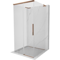 MEXEN/S - Rox-3S L sprchový kút 3 stenný, posuvný 90 x 90, transparent, ružové zlato (8C2L-090-090-60-00-3S)