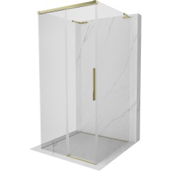 MEXEN/S - Rox-3S L sprchový kút 3 stenný, posuvný 90 x 90, transparent, zlato (8C2L-090-090-50-00-3S)