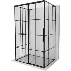 MEXEN/S - Rox-3S L sprchový kút 3 stenný, posuvný ľavá 95 x 85, čierna kratka, čierna (8C2L-095-085-70-77-3S-L)