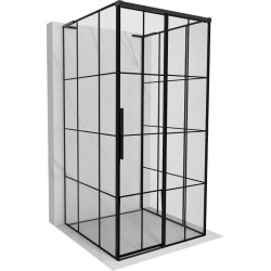 MEXEN/S - Rox-3S L sprchový kút 3 stenný, posuvný pravá 90 x 90, čierna kratka, čierna (8C2L-090-090-70-77-3S-P)