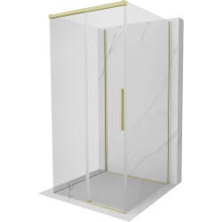 MEXEN/S - Rox-3S sprchovací kút 3 stenný, posuvný 100 x 100, transparent, zlato kartáčovaná (8C2-100-100-55-00-3S)