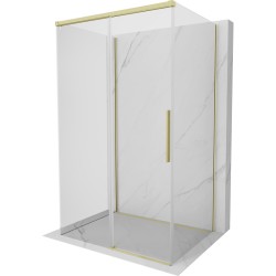 MEXEN/S - Rox-3S sprchovací kút 3 stenný, posuvný 100 x 80, transparent, zlato kartáčovaná (8C2-100-080-55-00-3S)