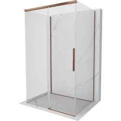 MEXEN/S - Rox-3S sprchovací kút 3 stenný, posuvný 115 x 85, transparent, ružové zlato (8C2-115-085-60-00-3S)