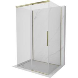 MEXEN/S - Rox-3S sprchovací kút 3 stenný, posuvný 125 x 75, transparent, zlato (8C2-125-075-50-00-3S)