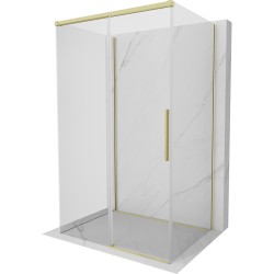 MEXEN/S - Rox-3S sprchovací kút 3 stenný, posuvný 130 x 75, transparent, zlato kartáčovaná (8C2-130-075-55-00-3S)