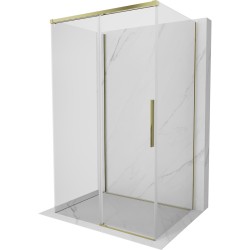 MEXEN/S - Rox-3S sprchovací kút 3 stenný, posuvný 90 x 75, transparent, zlato (8C2-090-075-50-00-3S)