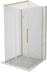 MEXEN/S - Rox-3S sprchovací kút 3 stenný, posuvný 90 x 90, transparent, zlato kartáčovaná (8C2-090-090-55-00-3S)