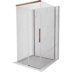 MEXEN/S - Rox-3S sprchovací kút 3 stenný, posuvný 95 x 95, transparent, ružové zlato (8C2-095-095-60-00-3S)