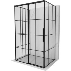 MEXEN/S - Rox-3S sprchovací kút 3 stenný, posuvný ľavá 95 x 70, čierna kratka, čierna (8C2-095-070-70-77-3S-L)