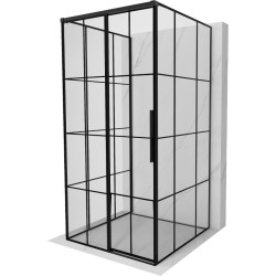 MEXEN/S - Rox-3S sprchovací kút 3 stenný, posuvný ľavá 95 x 95, čierna kratka, čierna (8C2-095-095-70-77-3S-L)