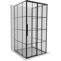 MEXEN/S - Rox-3S sprchovací kút 3 stenný, posuvný pravá 95 x 95, čierna kratka, čierna (8C2-095-095-70-77-3S-P)