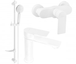 MEXEN/S - Royo DF05 Set umývadlové a sprchové batérie s príslušenstvom, biela (72204DF05-20)