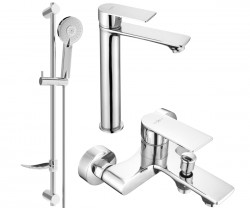 MEXEN/S - Royo DF40 Set umývadlové a vaňové batérie s príslušenstvom, chróm (72213DF40-00)