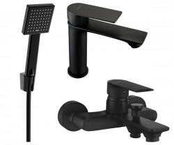 MEXEN/S - Royo R45 Set umývadlovej a vaňovej batérie s príslušenstvom, čierna (72203R45-70)