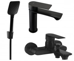 MEXEN/S - Royo R62 Set umývadlové a vaňové batérie s príslušenstvom, čierna (72203R62-70)