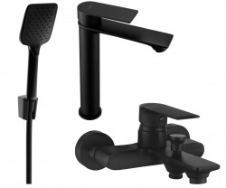 MEXEN/S - Royo R62 Set umývadlové a vaňové batérie s príslušenstvom, čierna (72213R62-70)