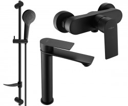 MEXEN/S - Royo SET umývadlová + sprchová batéria s príslušenstvom DF05, čierna (72214DF05-70)