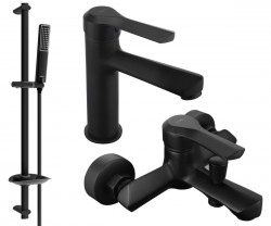 MEXEN/S - Saber DB72 Set umývadlové a vaňové batérie s príslušenstvom, čierna (72103DB72-70)