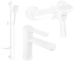 MEXEN/S - Saber DF62 Set umývadlové a sprchové batérie s príslušenstvom, biela (72104DF62-20)