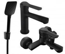 MEXEN/S - Saber R62 Set umývadlové a vaňové batérie s príslušenstvom, čierna (72103R62-70)