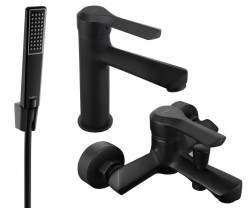 MEXEN/S - Saber R72 Set umývadlové a vaňové batérie s príslušenstvom, čierna (72103R72-70)