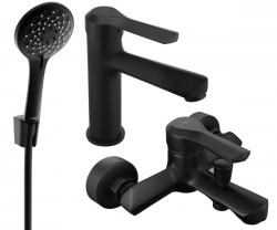 MEXEN/S - Saber R74 Set umývadlové a vaňové batérie s príslušenstvom, čierna (72103R74-70)