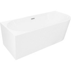 MEXEN/S - Silo voľne stojaca rohová vaňa ľavá reliéf 150 x 75, biela, sifón a prepad chróm (52891507500L-01)