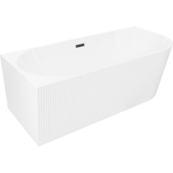MEXEN/S - Silo voľne stojaca rohová vaňa ľavá reliéf 150 x 75, biela, sifón a prepad čierna (52891507500L-70)