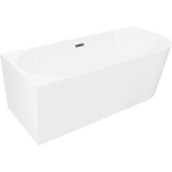 MEXEN/S - Silo voľne stojaca rohová vaňa ľavá reliéf 150 x 75, biela, sifón a prepad grafit kartáčovaná (52891507500L-66)