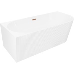 MEXEN/S - Silo voľne stojaca rohová vaňa ľavá reliéf 150 x 75, biela, sifón a prepad ružové zlato (52891507500L-60)