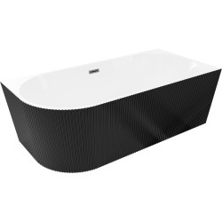 MEXEN/S - Silo voľne stojaca rohová vaňa pravá reliéf 150 x 75, biela/čierna, sifón a prepad gun gray kartáčovanáan (52891507575P-66)