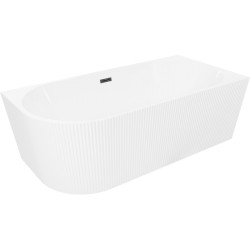 MEXEN/S - Silo voľne stojaca rohová vaňa pravá reliéf 150 x 75, biela, sifón a prepad čierna (52891507500P-70)