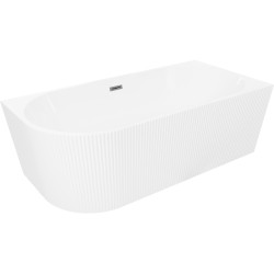 MEXEN/S - Silo voľne stojaca rohová vaňa pravá reliéf 150 x 75, biela, sifón a prepad grafit metal (52891507500P-95)