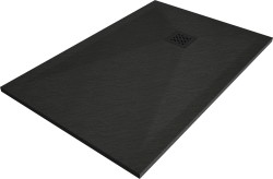 MEXEN/S - Stone+ obdĺžniková sprchová vanička 100 x 80, čierna, mriežka čierna (44708010-B)