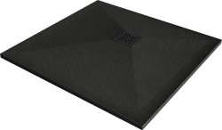 MEXEN/S - Stone+ štvorcová sprchová vanička 70 x 70, čierna, mriežka čierna (44707070-B)