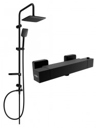 MEXEN/S - Sven sprchový stĺp vrátane sprchovej termostatickej batérie Cube, čierna (77200262-70)