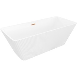 MEXEN/S - Tava voľne stojaca vaňa reliéf 170 x 75, biela, sifón a prepad meď kartáčovaná (52851707500-65)