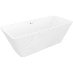 MEXEN/S - Tava voľne stojaca vaňa reliéf 170 x 75, biela, sifón a prepad zlatá kartáčovaná (52851707500-55)