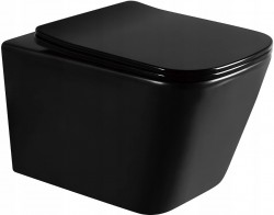 MEXEN/S - Teo Závesná WC misa čierna mat vrátane sedátka soft-close duroplastu, čierna lesk (30850685)